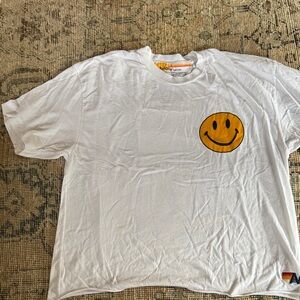Size large! Aviator Nation White Cropped Tee with Yellow smile